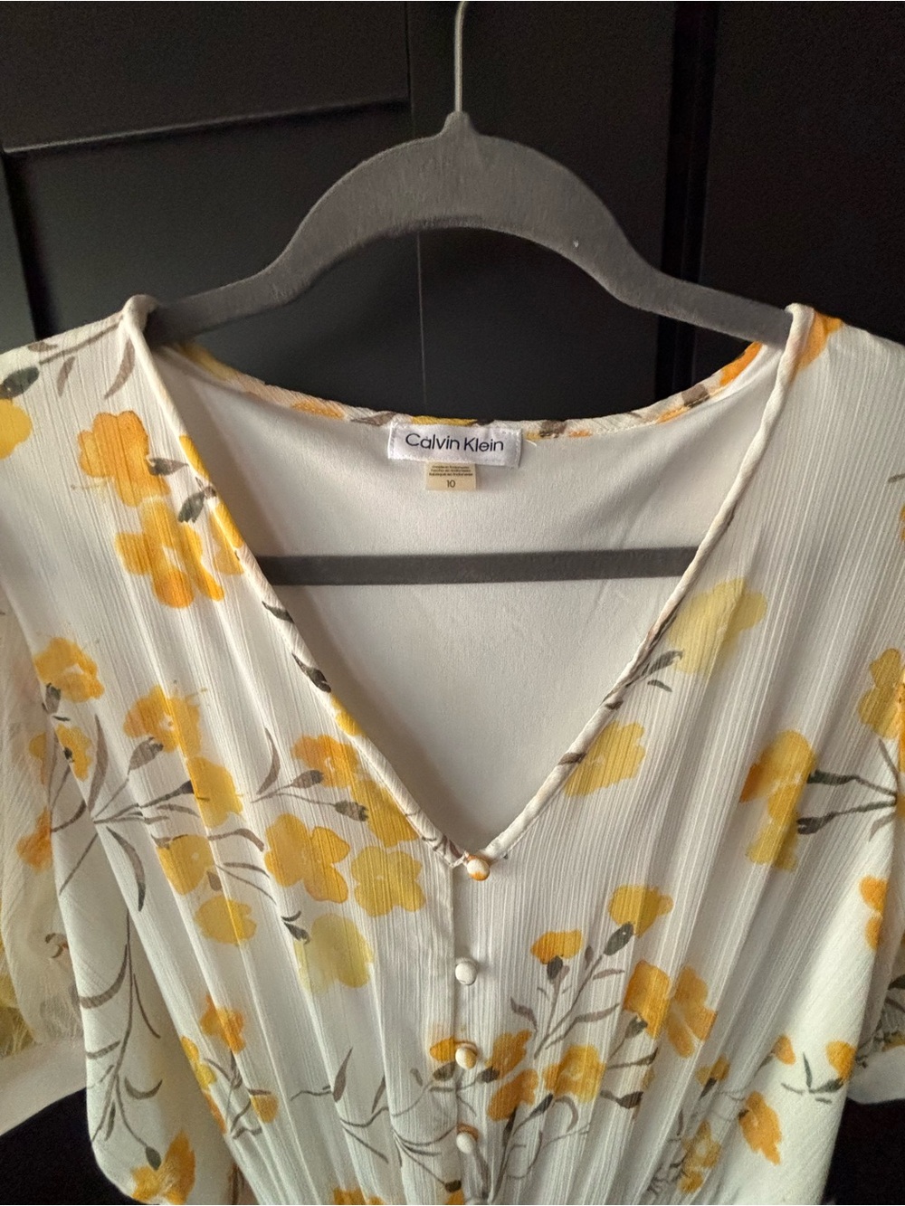 Calvin Klein White Maxi Dress with Yellow Floral Print - Picture 3 of 4
